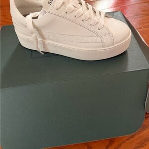 Minimal White Platform Lace-Up Sneakers